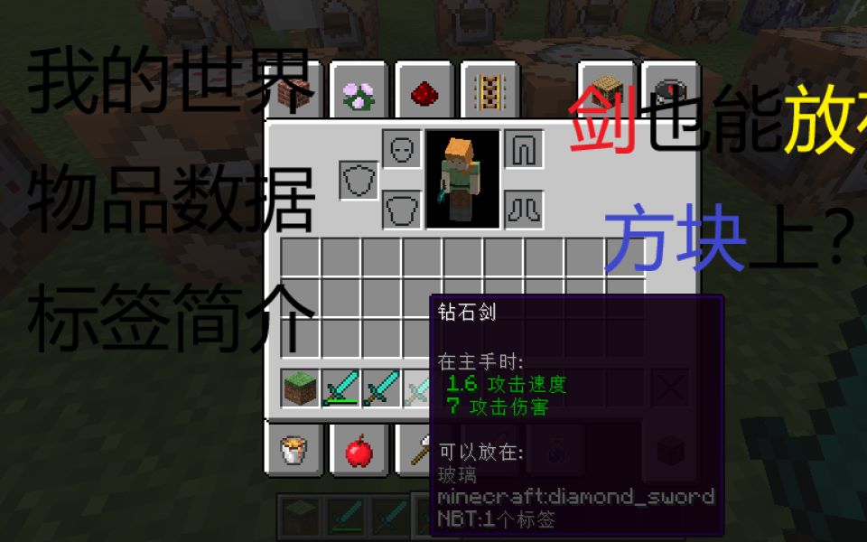 光明传奇 我的世界minecraft指令教学物品数据标签简介 剑也能放方块上 爱言情