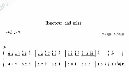 [图]视听简谱《Hometown and miss》钢琴简谱弹奏版,一首非常好听的轻