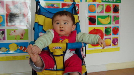 这个月龄的宝宝最好不要坐婴儿车,可能会损伤脊椎,家长别大意
