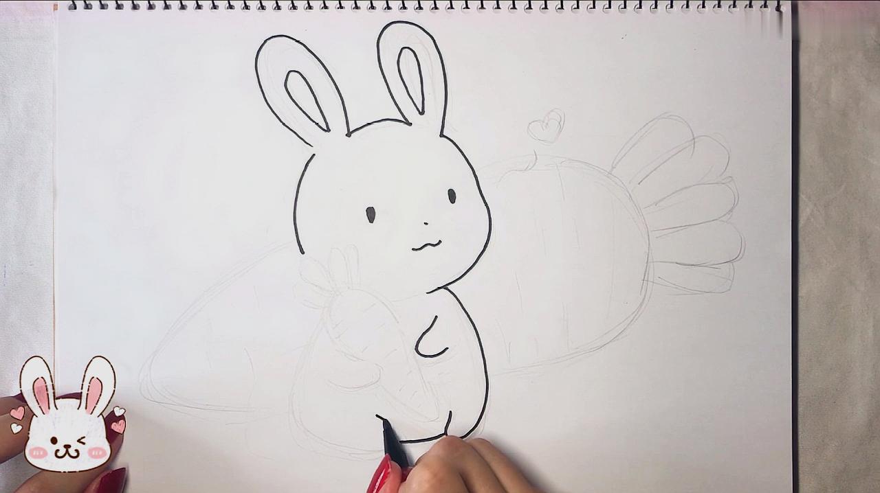 怎样画兔子简单又好看,俩分钟教你画只,可爱又简单的小兔子!