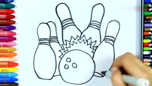 两分钟教孩子画一个保龄球,超简单的简笔画,手把手教!