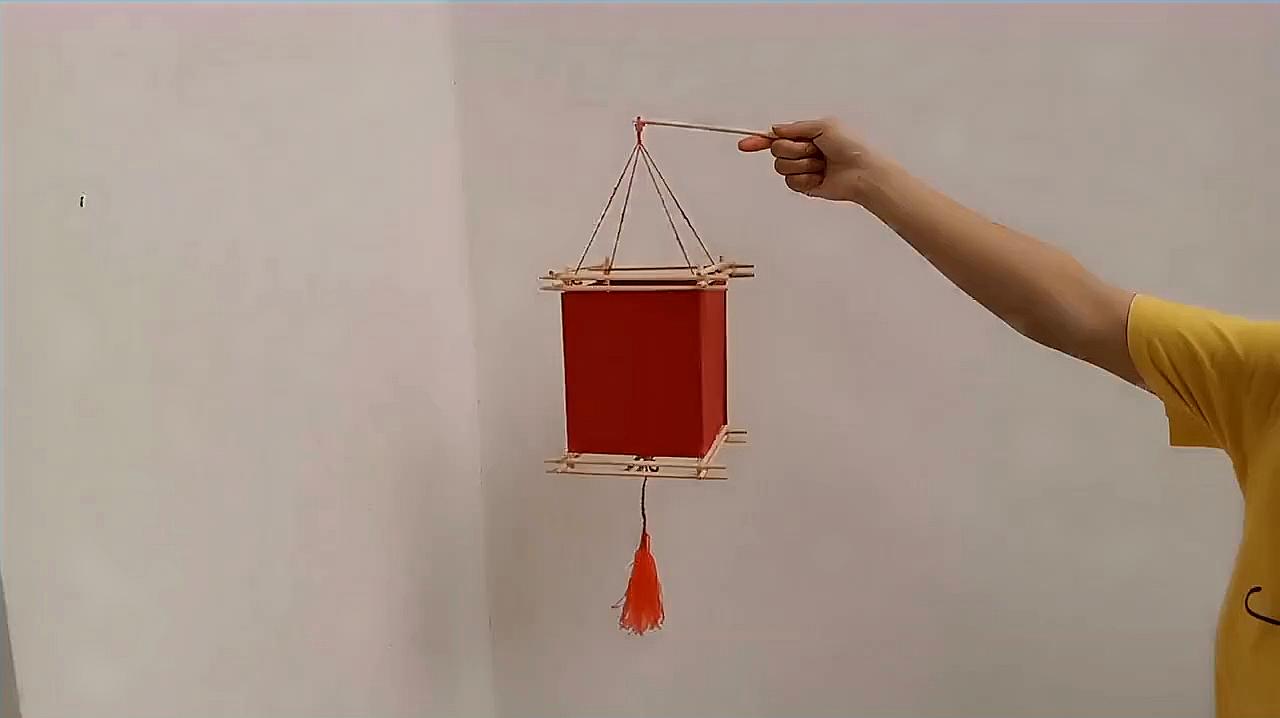 环保手工灯笼做法视频:用筷子做一个漂亮的灯笼,废物利用