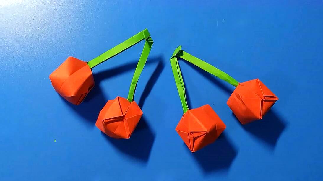 手工折纸教程:又圆又红的樱桃,简单又有趣!