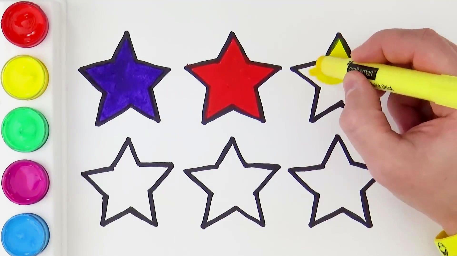 简易画教你怎么画星星跟配色,哇,涂完颜色好漂亮