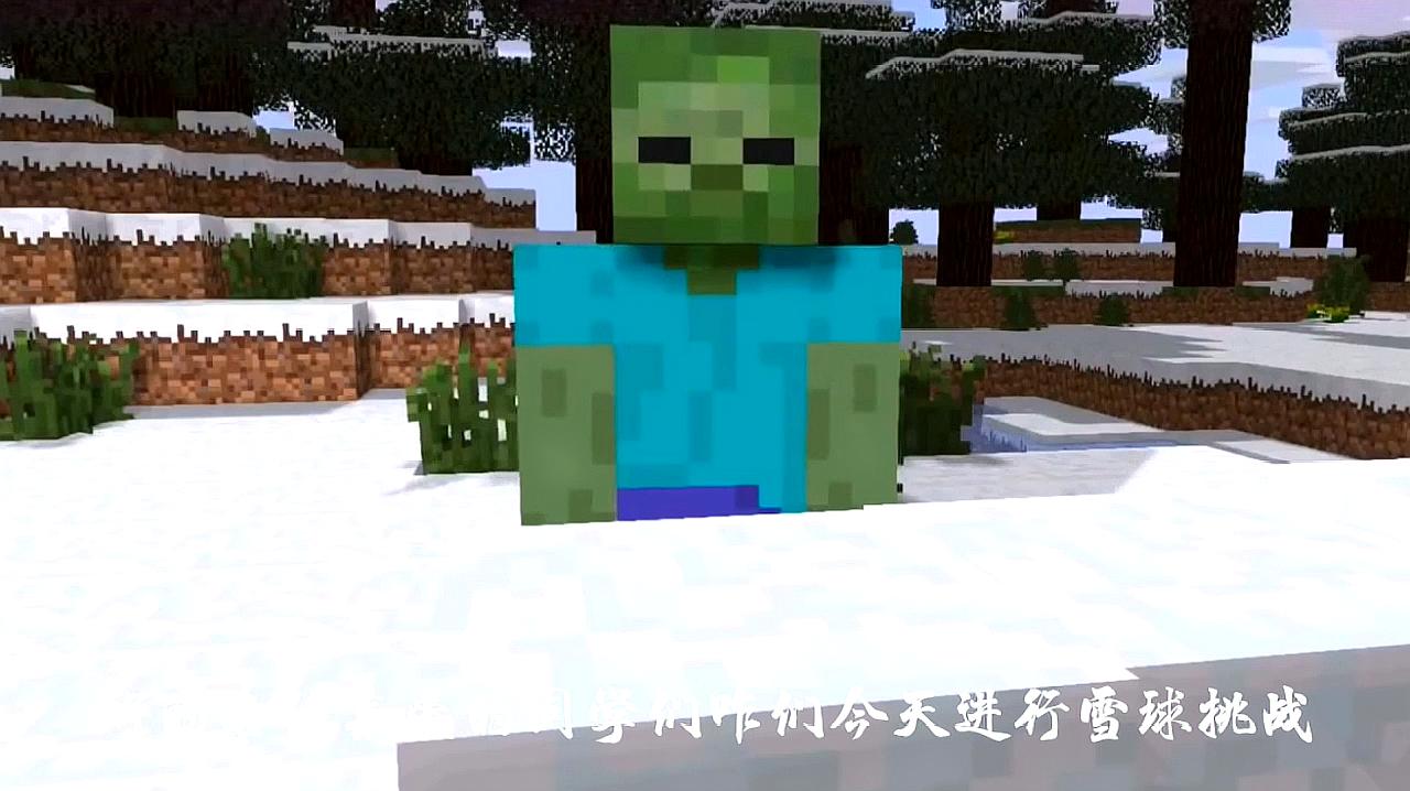我的世界搞笑:怪物们进行雪球挑战,僵尸猪人的表现亮了