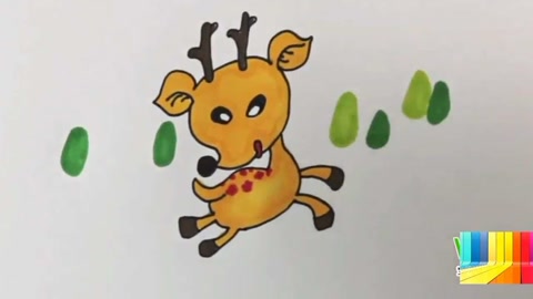 简笔画,画出一只奔跑中的小鹿
