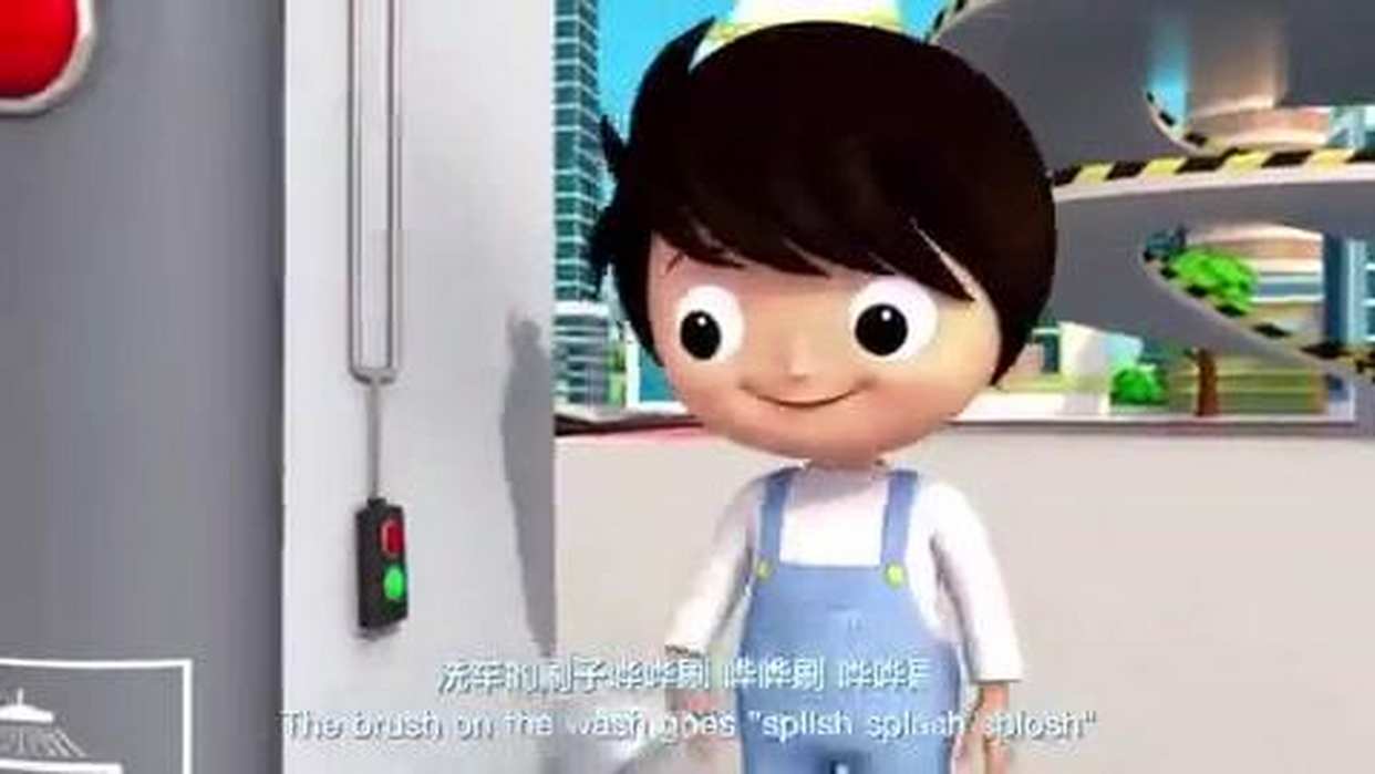 乐宝宝英文慢速儿歌第10集,巴士轮子转呀转8