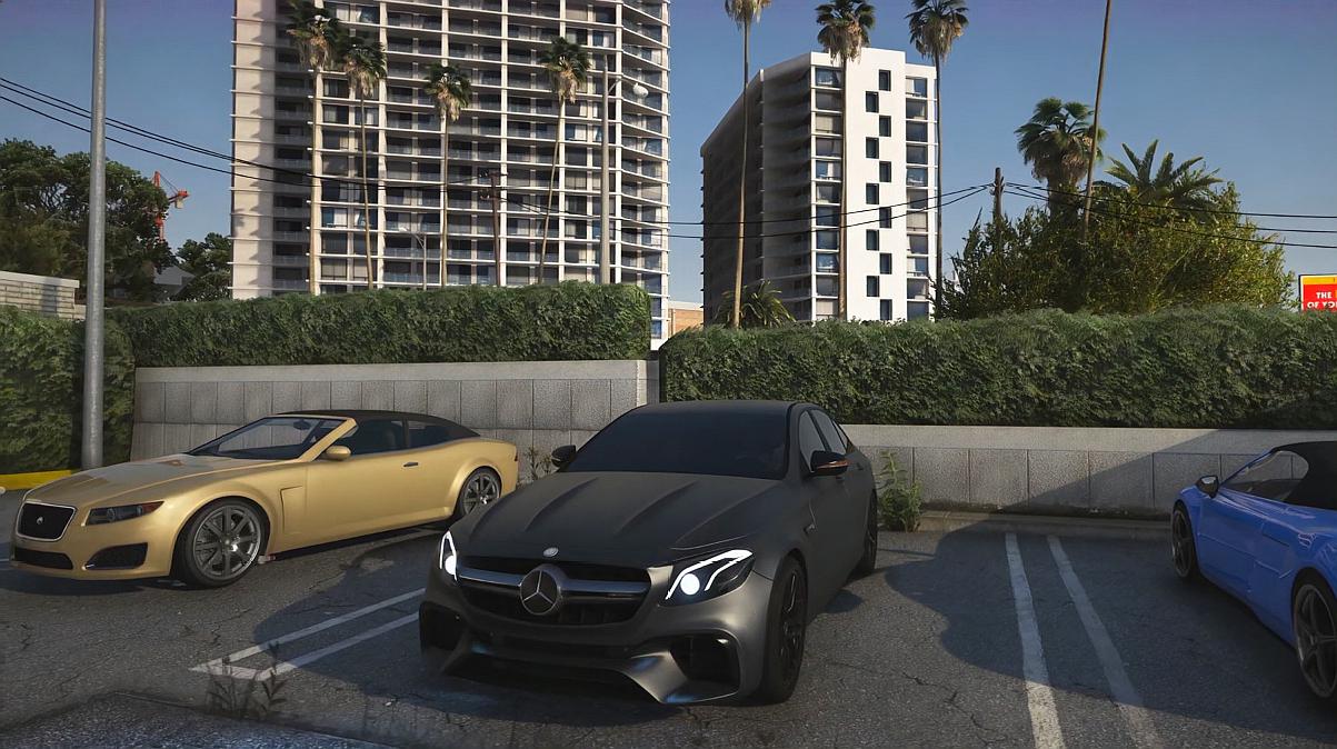 gta5:超强画质模组系列,驾驶奔驰最强e级狂飙
