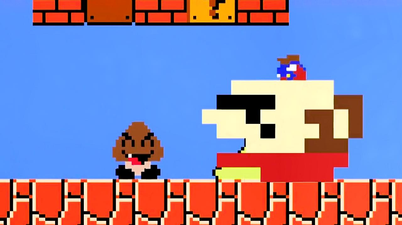 超级玛丽:马里奥吃了奇怪蘑菇,头变得太大被蘑菇嘲笑