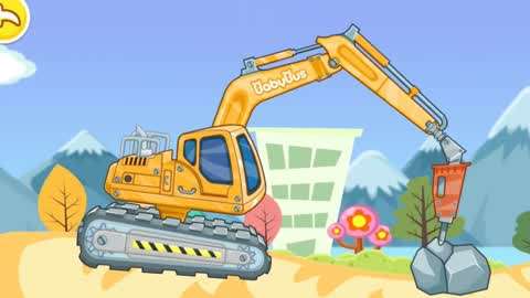 宝宝巴士奇妙救援队 :挖掘机变钻洞机清理石头