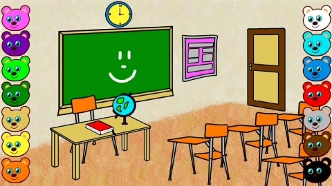 趣味儿童卡通绘画《教室》