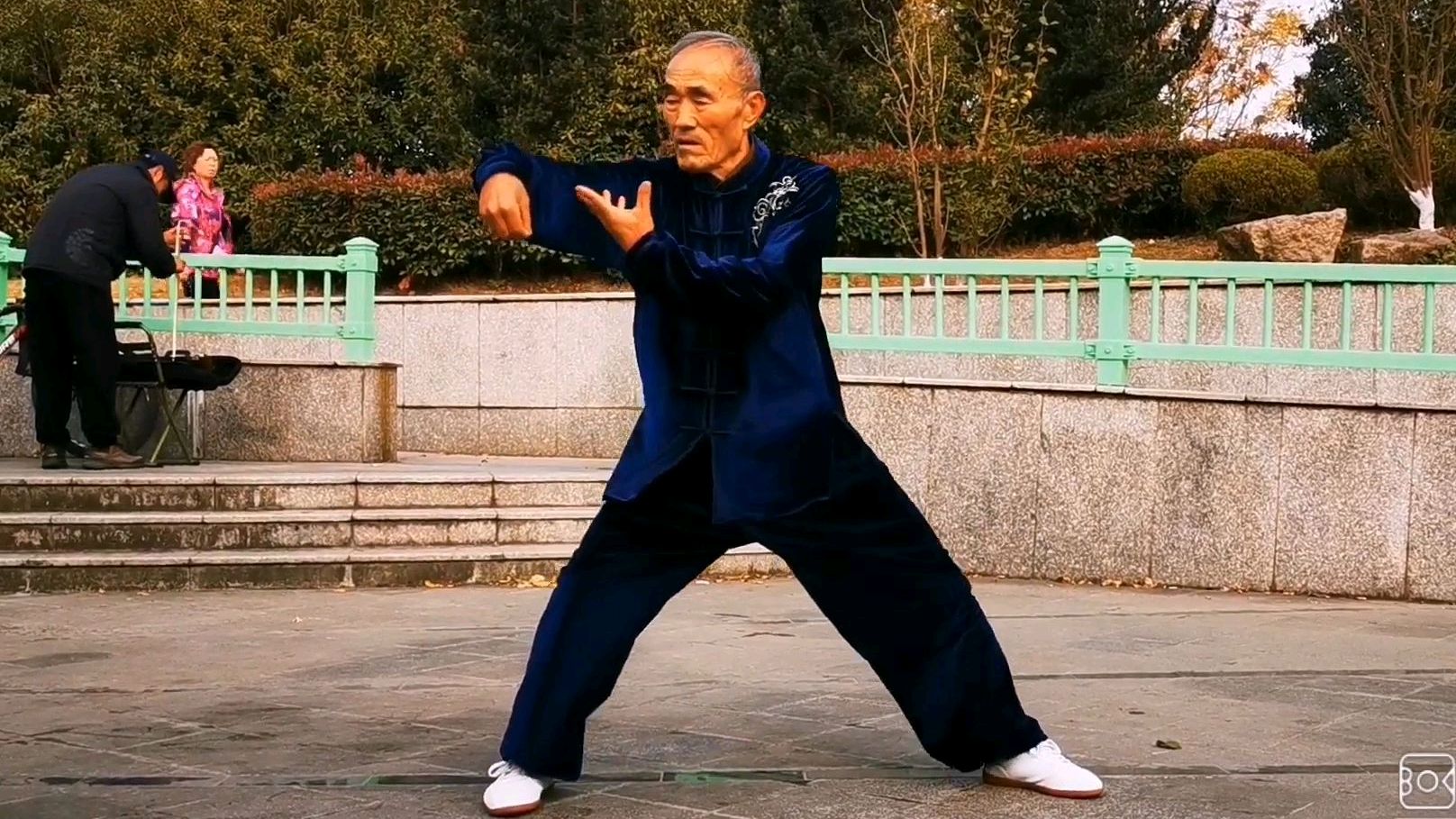 清晨80岁上海老伯演练陈式74式老架一路太极拳 一气呵成 行如流水