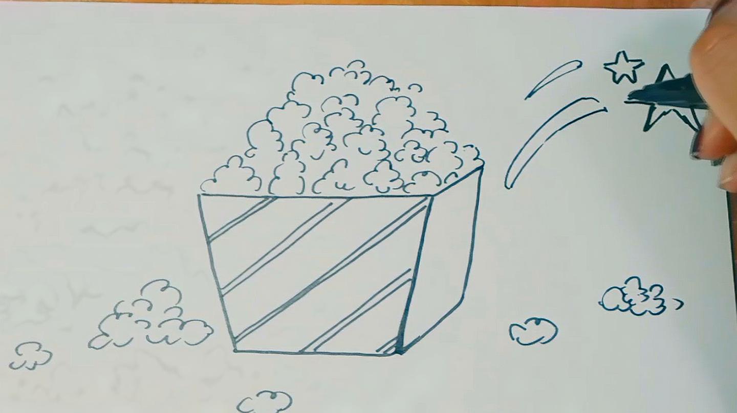 最爱吃的《爆米花》简笔画,超简单,不信你不会