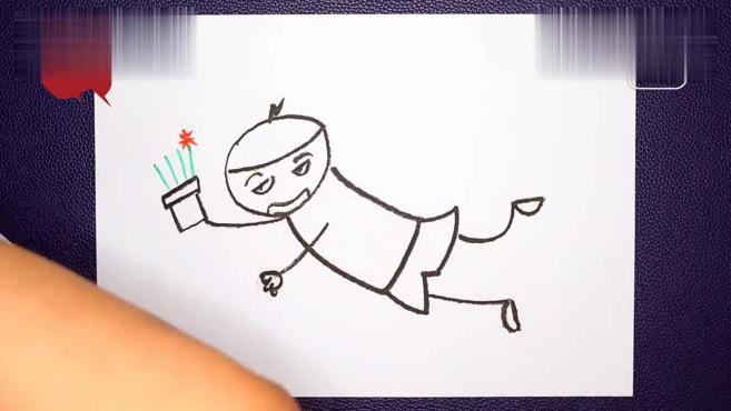 摔倒的米小圈,油画棒画出这个淘气包,小朋友跟我一起画吧