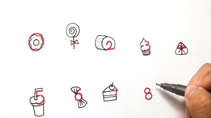 亲子互动益智简笔画,画一个数字变食物,哪一款是你的最爱呢?