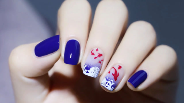 吉祥锦鲤美甲,鸿运随时来哦