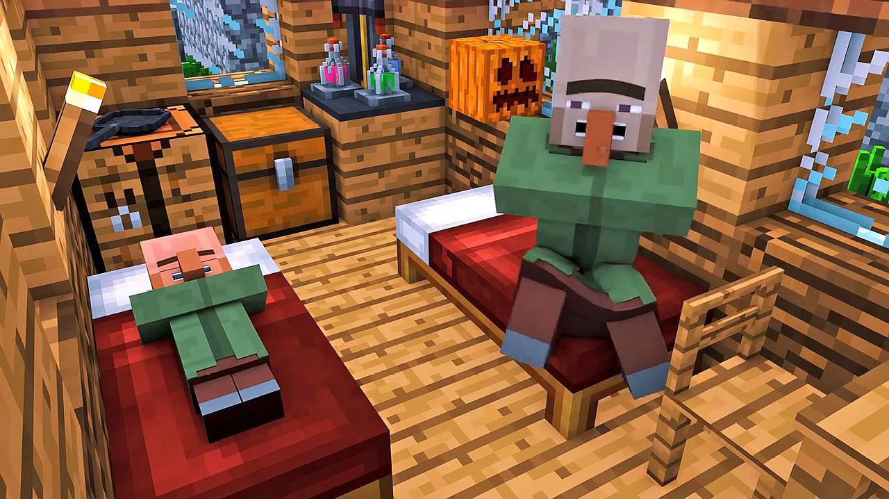 我的世界:僵尸vs村民的生活 - minecraft动画