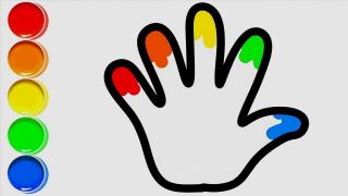 03:14简笔画画可爱的彩色小手掌,学习用英文认识颜色,儿童绘画教程