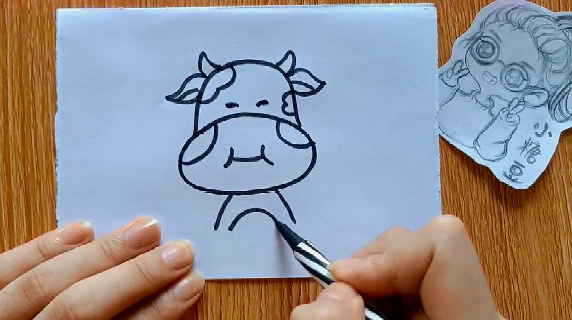 这绝对是一头最萌的小奶牛,宝宝学画画基础入门视频,儿童简笔画
