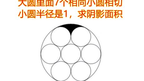 初中竞赛 7个相同小圆相切 小圆半径是1 求阴影部分的面积 爱言情