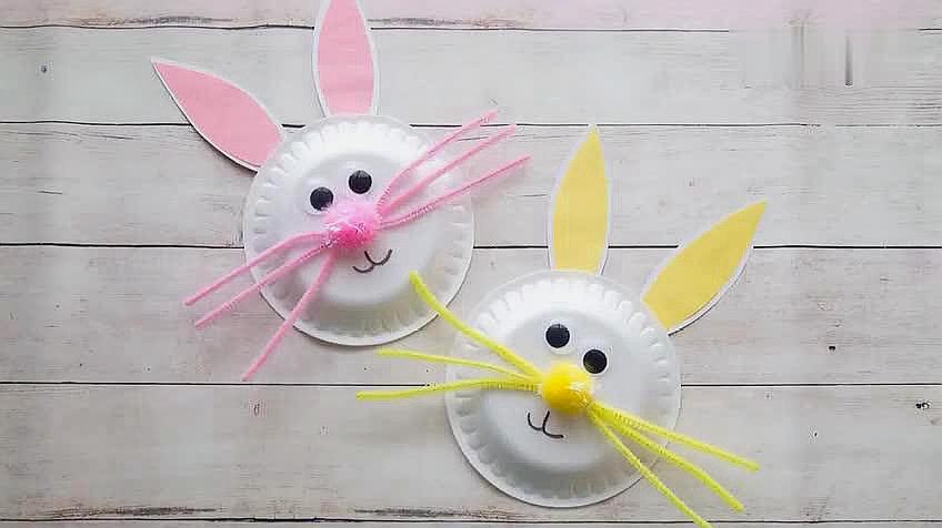 幼儿超简单手工小制作:纸盘小兔子,超级简单!