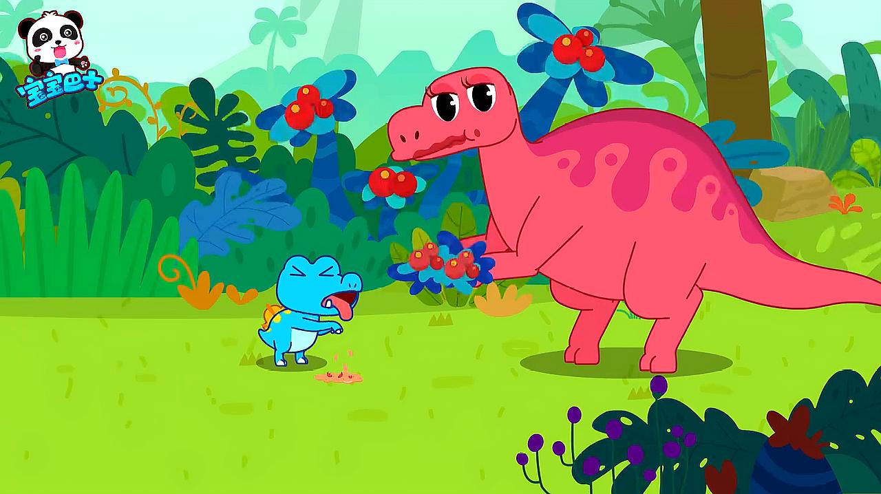 宝宝巴士:慈母龙是草食恐龙,很喜欢吃水果,吃得很香啊
