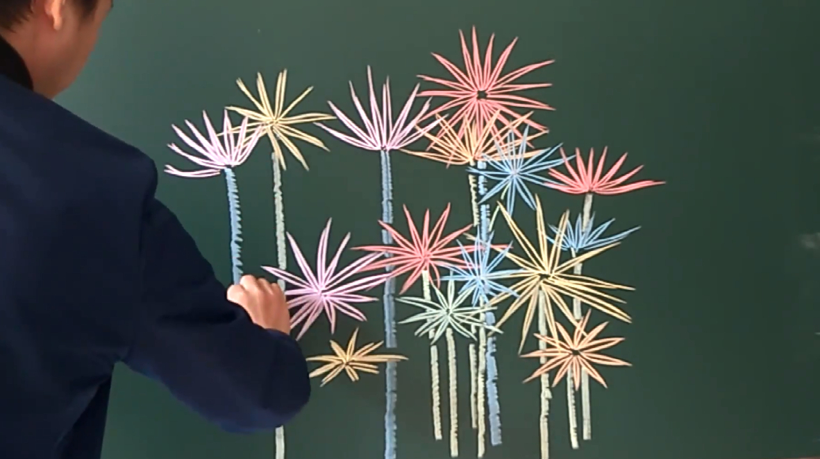 花朵怎么用粉笔画