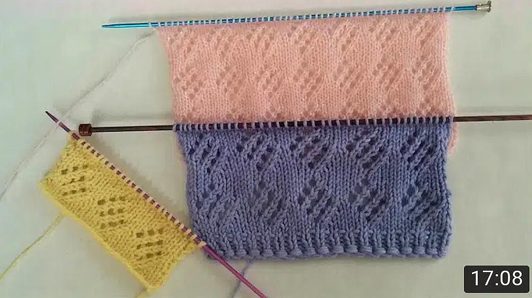 棒针编织镂空菱形方块花样,编织背心特别好看!