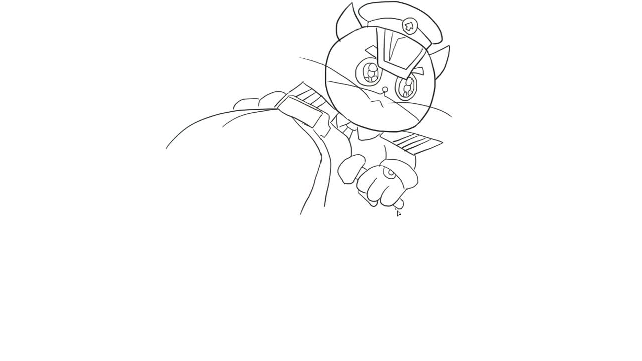 帅气的黑猫警长骑摩托儿童亲子简笔画