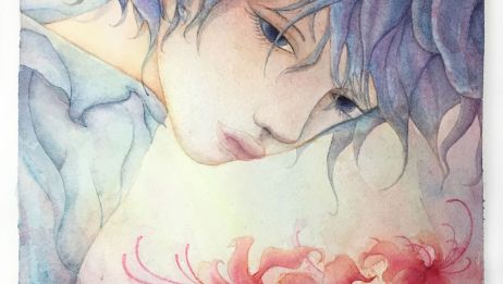 兰空starry水彩插画 彼岸花 念你花开朝颜东风含笑 爱言情