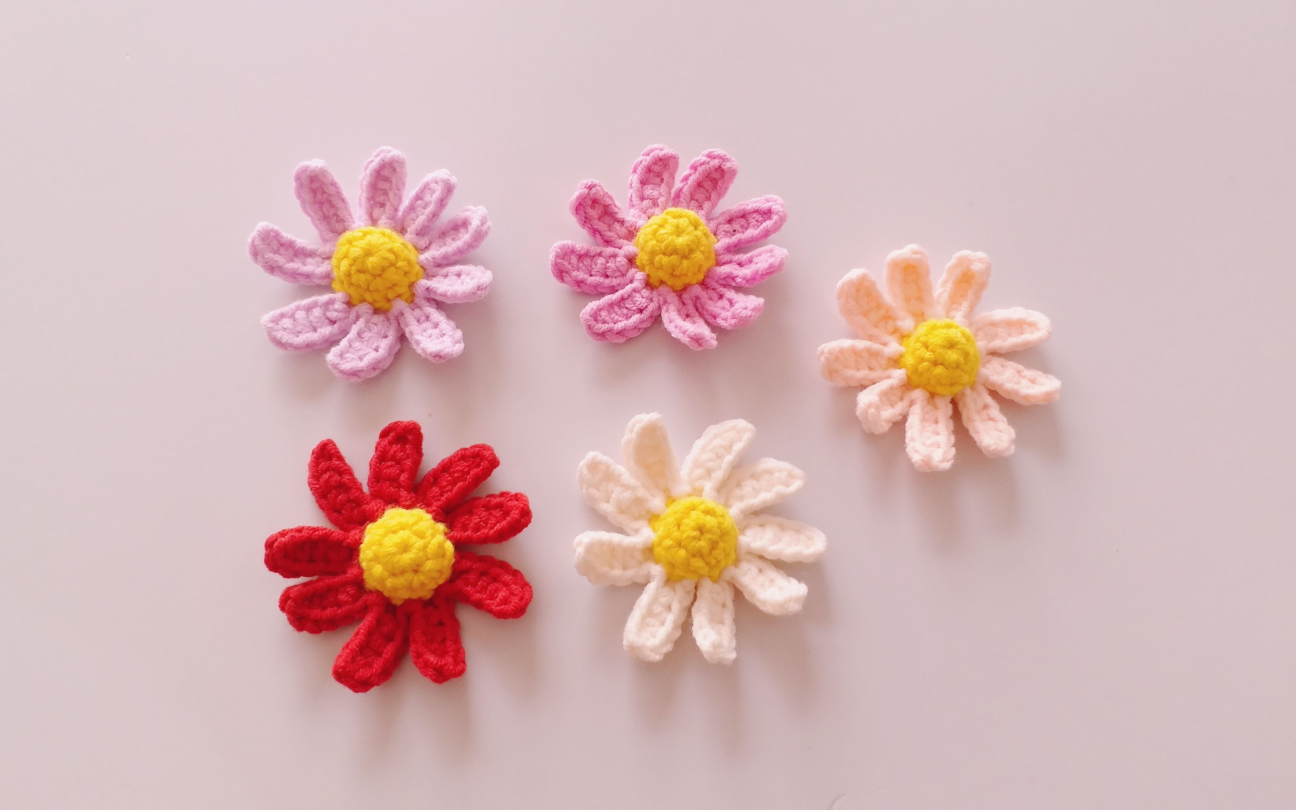 钩针编织 菊花装饰花朵 可爱活力的小雏菊