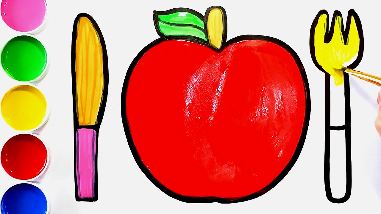 幼儿简易画教你怎么画苹果,涂完颜色简直跟真的一样!