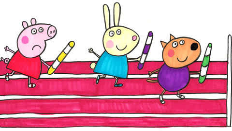 草莓简笔画 : 第1集 小猪佩奇参加学校运动会