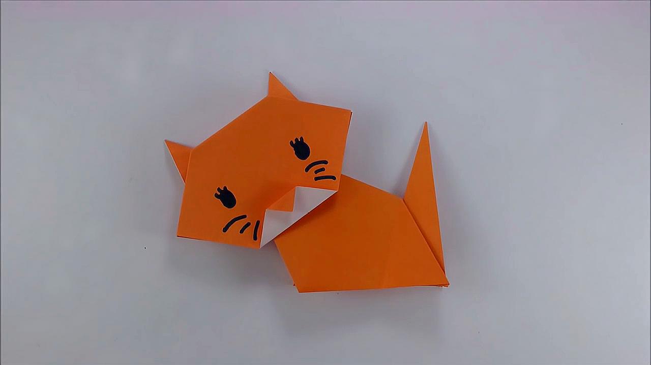 可爱的猫咪折纸教程,学会了吗?赶快给小朋友折一只吧!