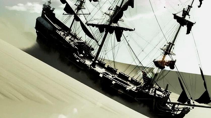 加勒比海盗:杰克船长出场太帅了,站在船头,船竟能在沙滩上跑!