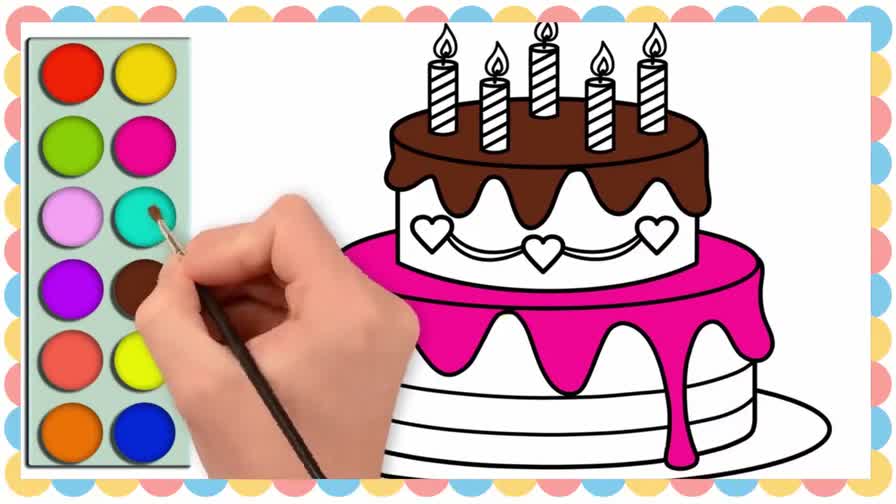 生日快乐蛋糕的简笔画 儿童艺术绘画