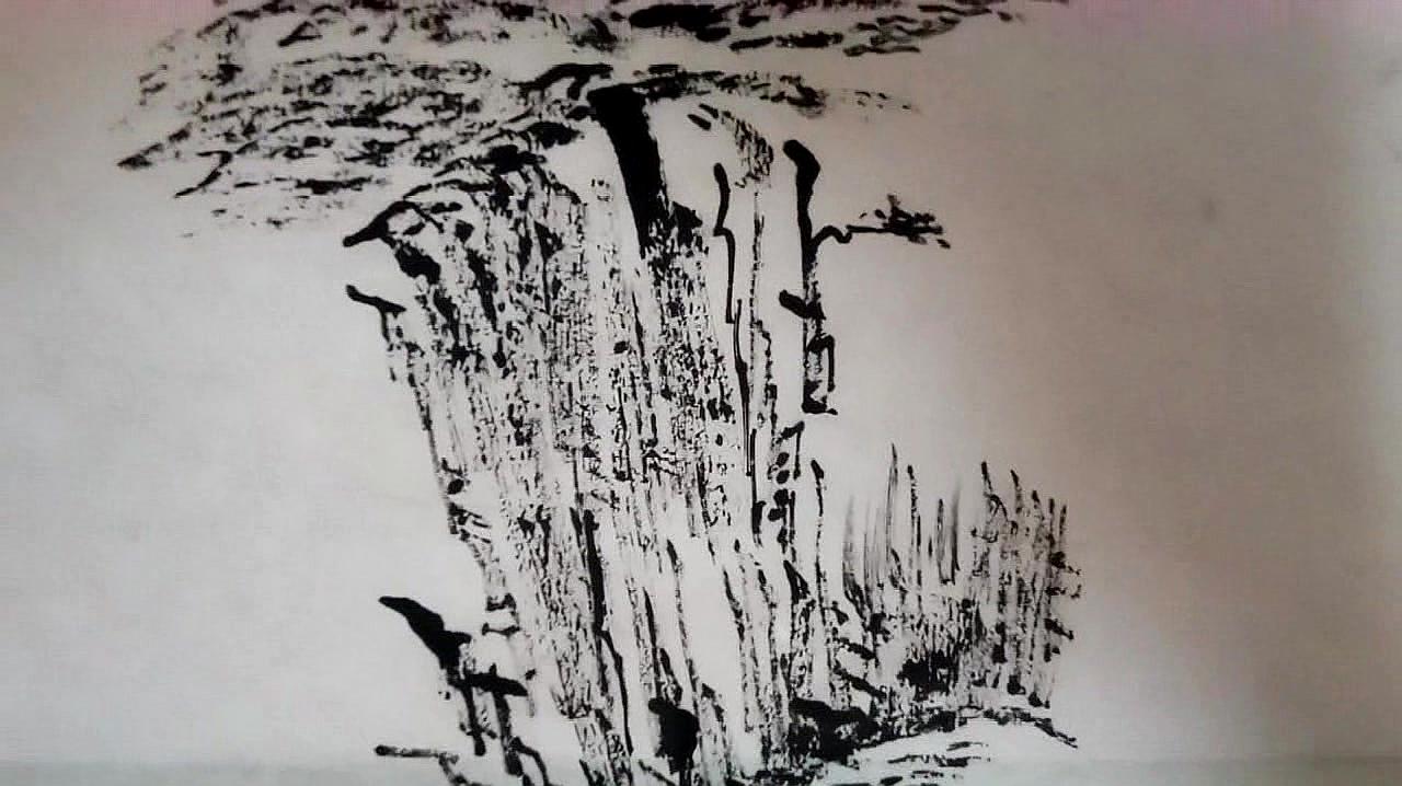 国画悬崖峭壁的画法图片