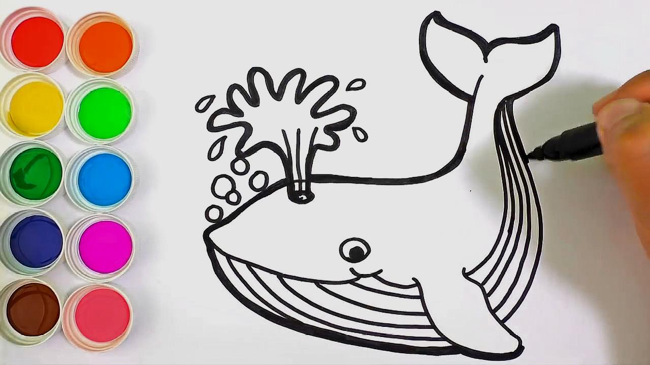 简易画教你怎么画在喷水的鲸鱼