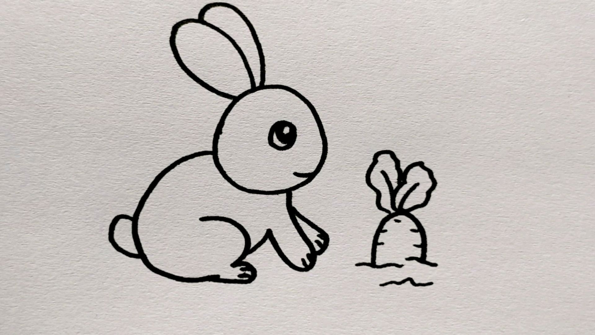 小兔子简笔画,和孩子一起画吧