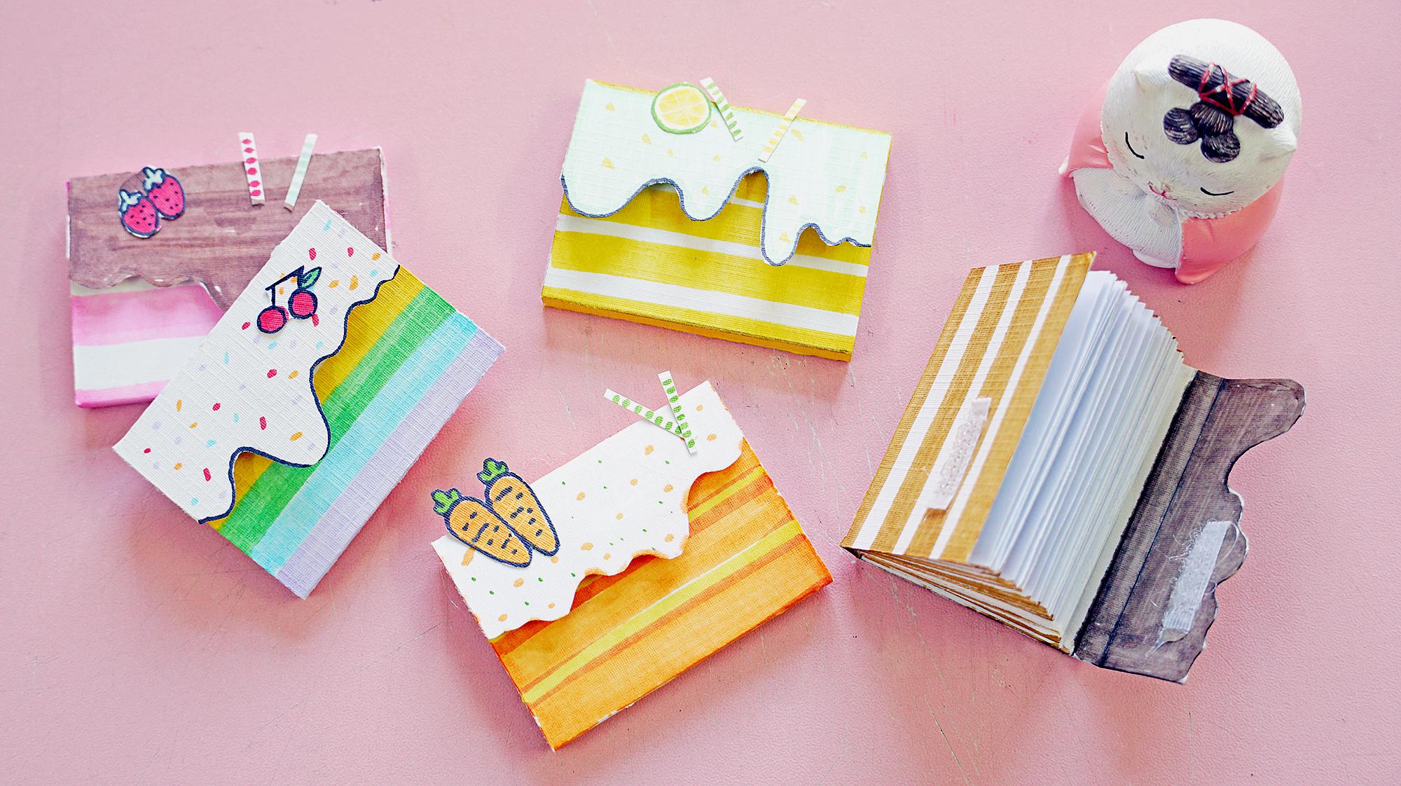 自己diy的迷你蛋糕小本子,成品萌萌哒,步骤也简单!