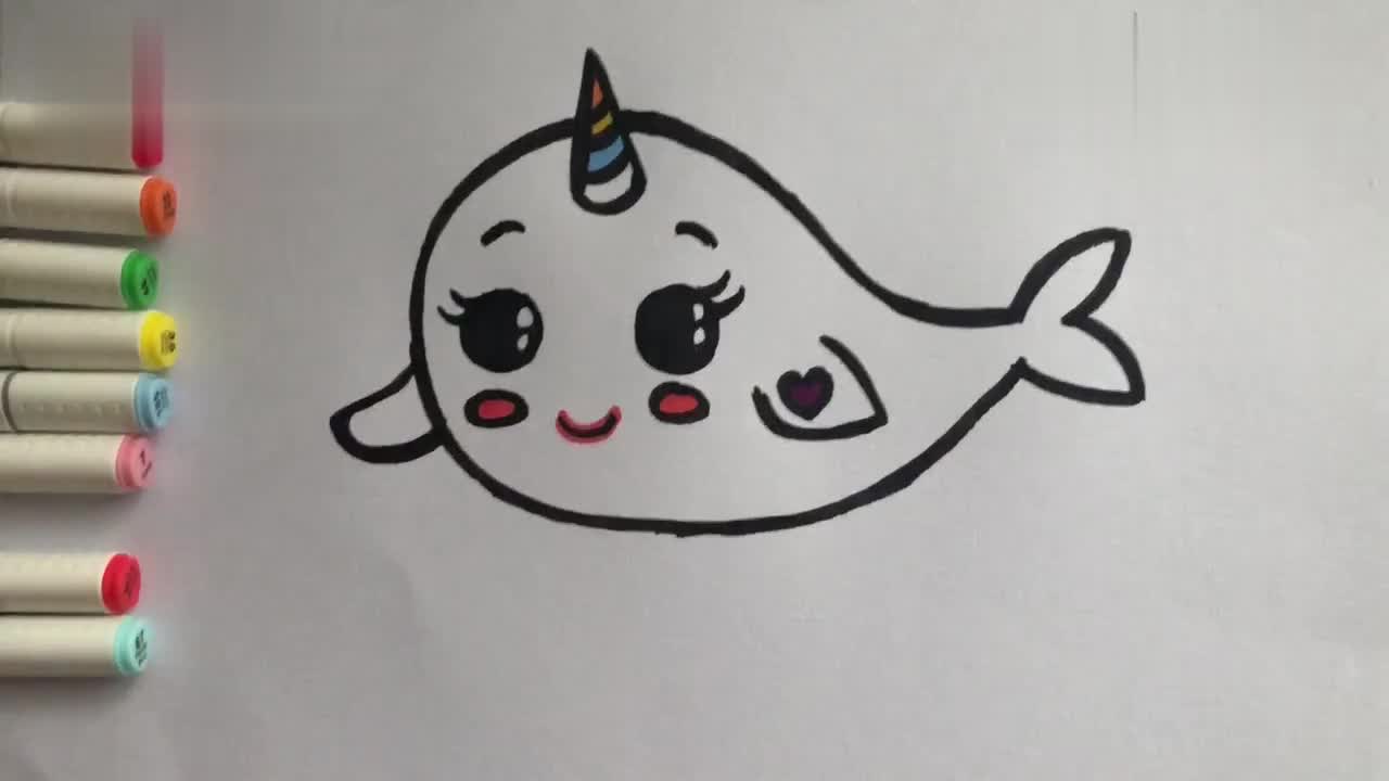 儿童简笔画|如何画独角鲸