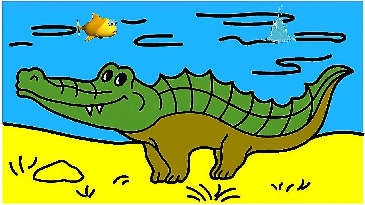 怎么画鳄鱼简笔画