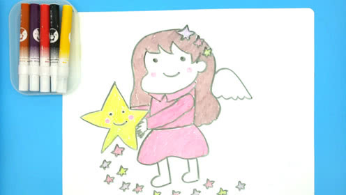 卡通画 星星天使 儿童画 简笔画 绘画教程