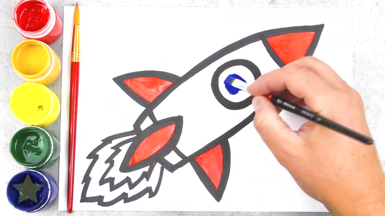 孩子一看就会画,幼儿简笔画上色教程:火箭