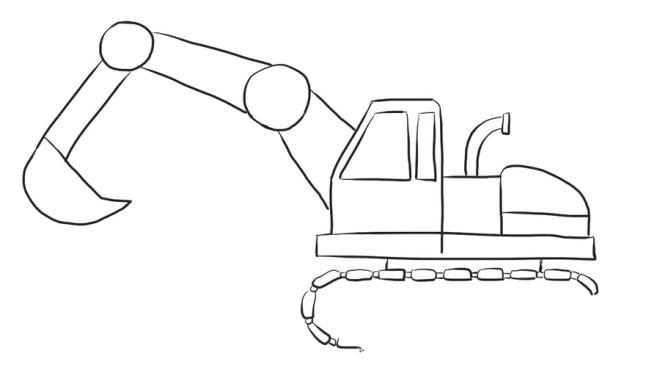 小林简笔画第二季,简单的挖掘机儿童简笔画