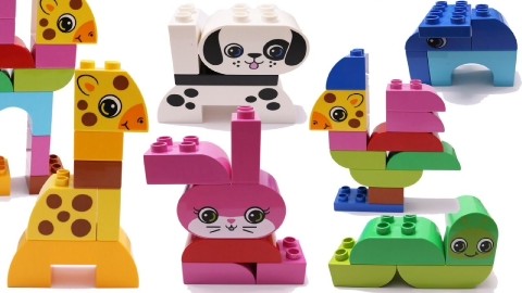 积木组装动物园玩具认识小动物
