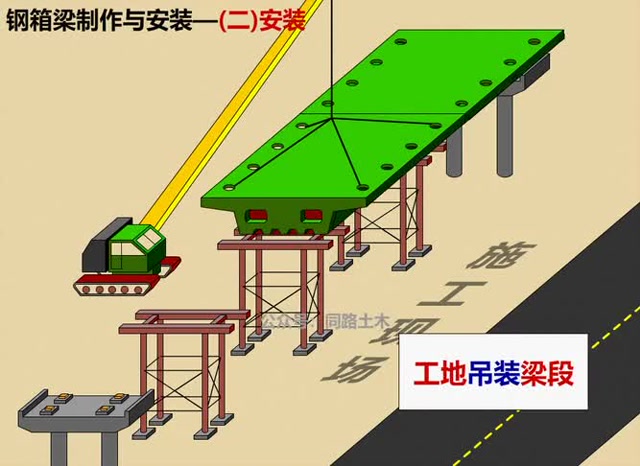 钢混叠合梁施工动画图片