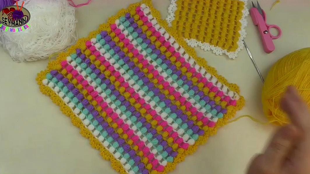 10钩针编织色彩绚丽的方块花样与连接技巧,编织沙发垫,床垫超好看  19