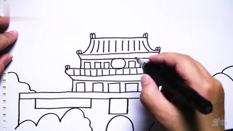 神笔简笔画美丽中国北京天安门,儿童绘画早教场景教程大全