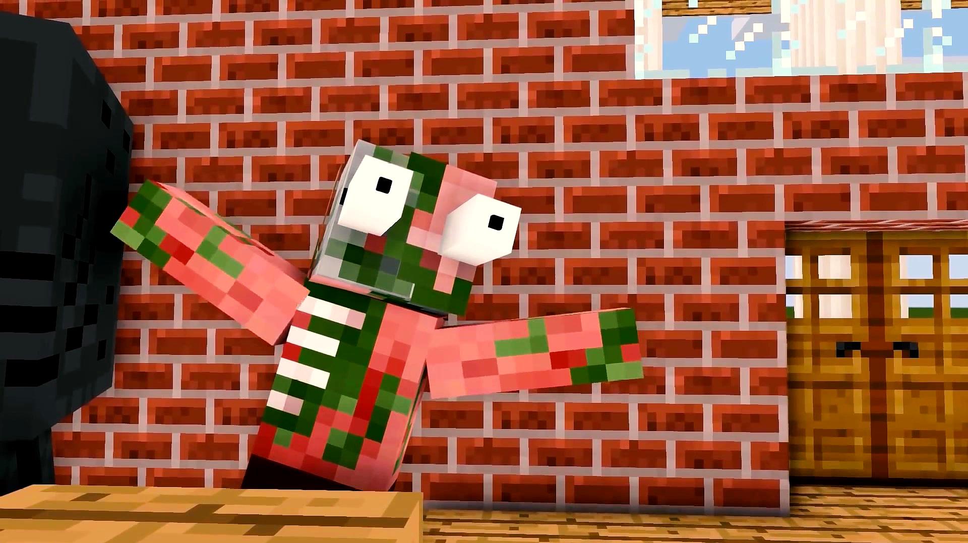 mc动画怪物学院《画画》,恶魂把画板烧着了,忍者猪人被吓跑了